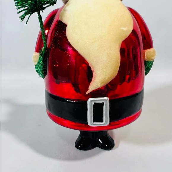 Vintage Bath & Body Works Glass Santa Claus Ornament 7.5" Flocked Beard LARGE - Picture 4 of 6